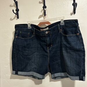 Dark Blue Denim Roll-Cuff Women's Shorts Size 20